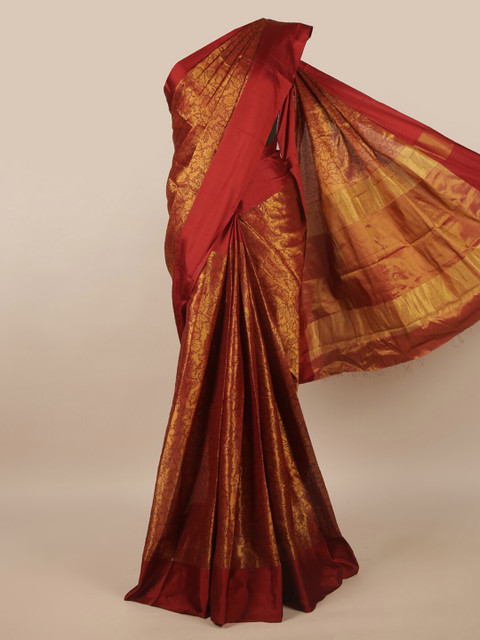 

Pothys Gold-Toned & Red Floral Saree