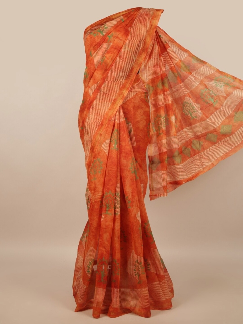 

Pothys Orange & Green Printed Saree