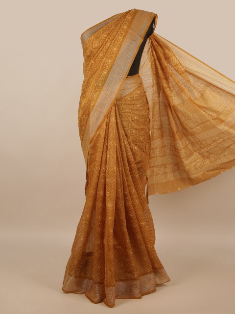 

Pothys Mustard & White Cotton Blend Saree
