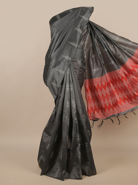 

Pothys Grey & Red Woven Design Cotton Blend Saree