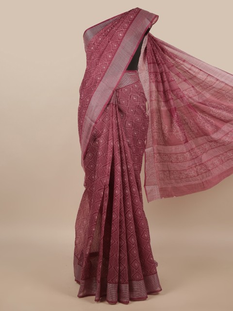 

Pothys Purple & White Cotton Blend Saree