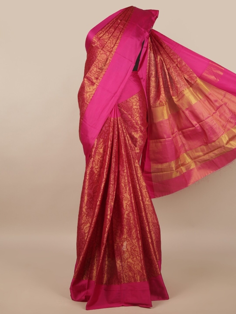 

Pothys Pink & Gold-Toned Floral Saree