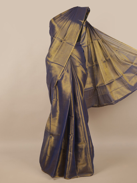 

Pothys Blue & Gold-Toned Cotton Blend Saree