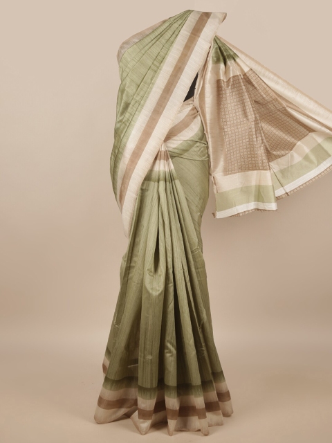 

Pothys Green & Beige Cotton Blend Saree