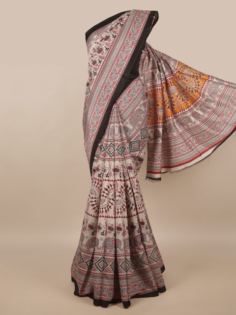 

Pothys Grey & Red Ethnic Motifs Saree