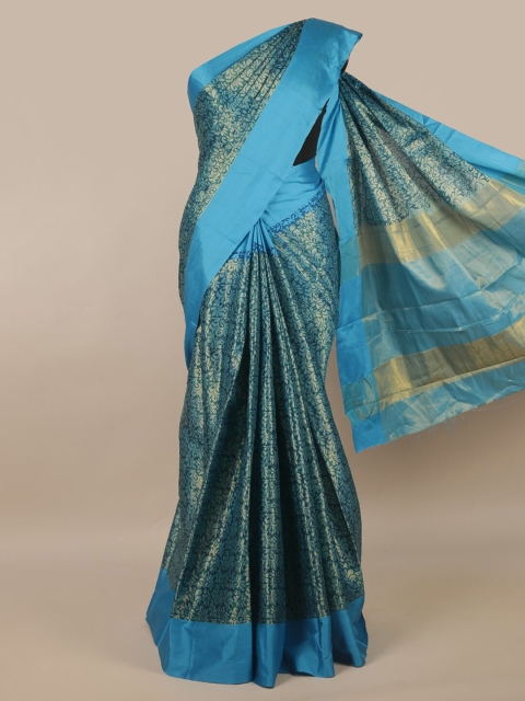 

Pothys Blue & Green Cotton Blend Saree