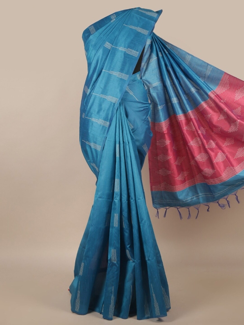 

Pothys Blue & Red Cotton Blend Saree