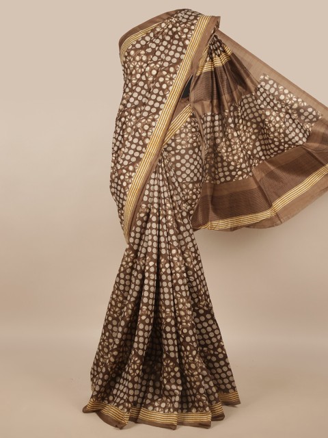 

Pothys Brown & Mustard Cotton Blend Saree
