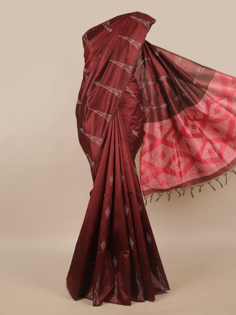 

Pothys Maroon & Pink Cotton Blend Saree