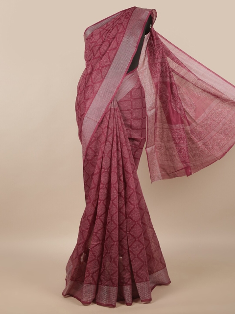 

Pothys Purple & White Cotton Blend Saree