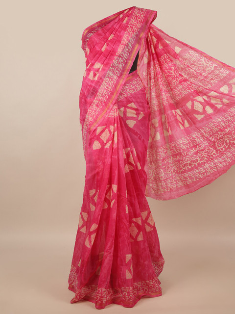 

Pothys Pink & White Ethnic Motifs Saree
