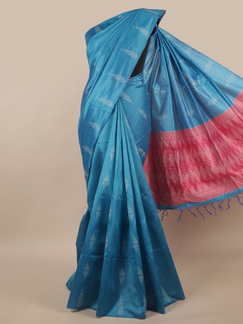 

Pothys Blue & Red Cotton Blend Saree