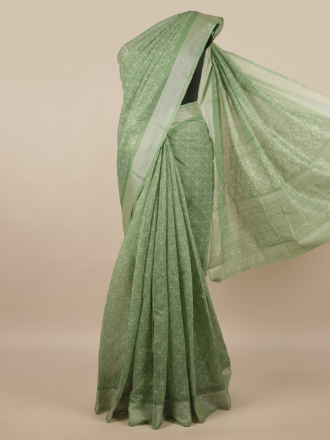 

Pothys Green & White Ethnic Motifs Saree