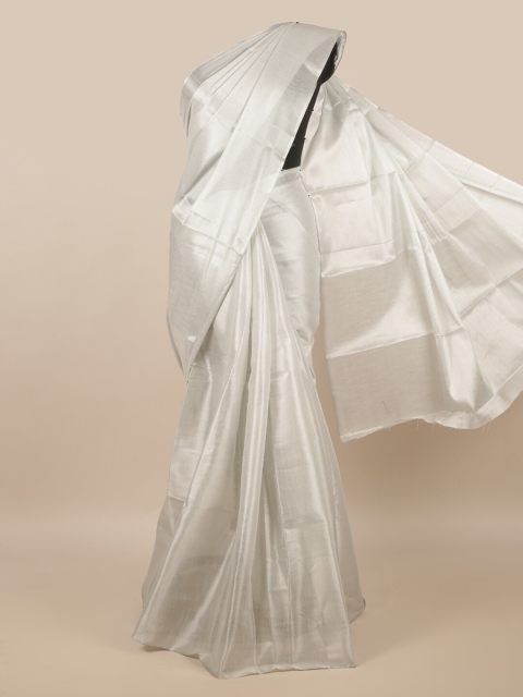 

Pothys White Solid Saree