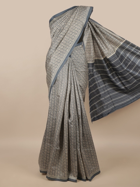 

Pothys Grey & Beige Cotton Blend Saree