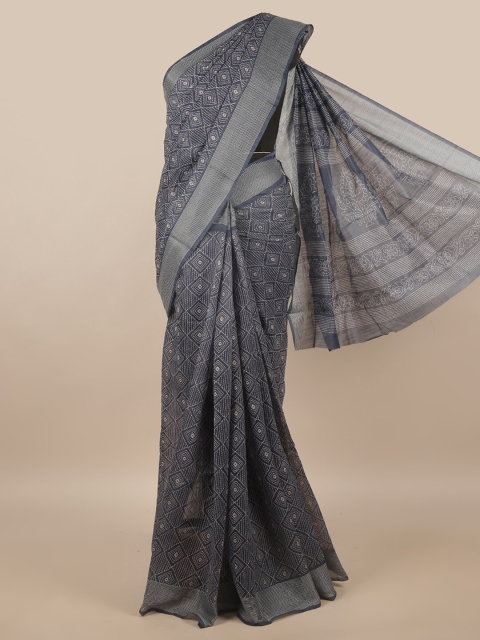 

Pothys Blue & White Cotton Blend Saree