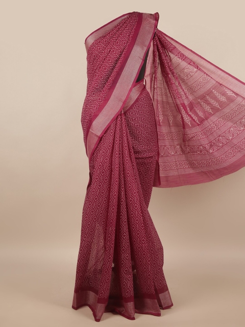 

Pothys Purple & White Cotton Blend Saree