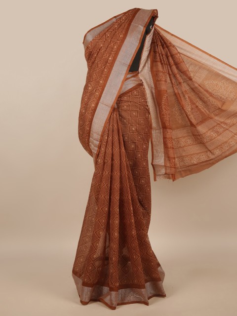 

Pothys Brown & White Printed Saree