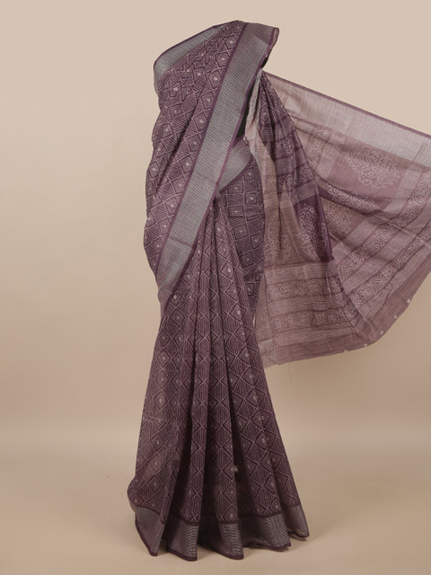 

Pothys Purple Ethnic Motifs Cotton Blend Saree