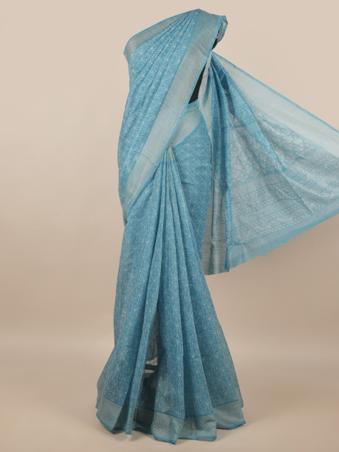 

Pothys Blue & White Floral Cotton Blend Saree