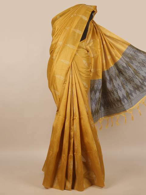 

Pothys Mustard & Brown Cotton Blend Saree