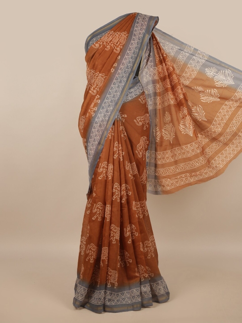 

Pothys Brown & Grey Ethnic Motifs Zari Saree