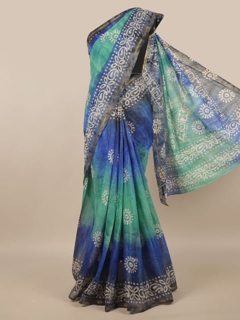 

Pothys Green & Blue Cotton Blend Saree