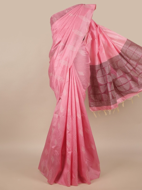 

Pothys Pink & White Cotton Blend Saree