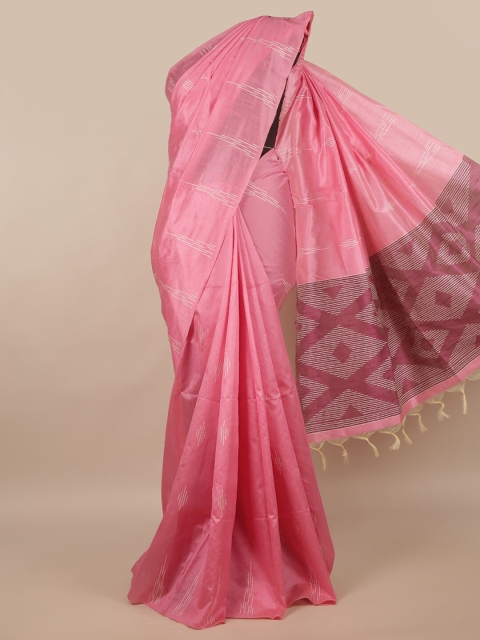 

Pothys Pink & White Cotton Blend Saree