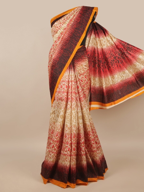 

Pothys Beige & Maroon Printed Saree