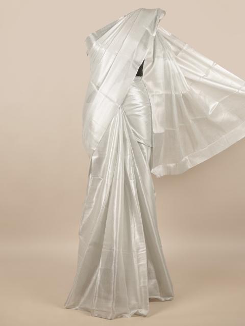 

Pothys White Cotton Blend Saree
