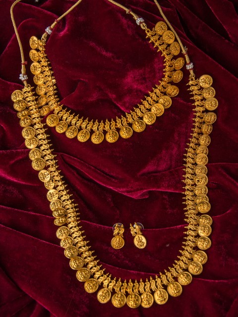 

Alankruthi Gold-Plated Lakshmi Coin Temple Jewellery Set