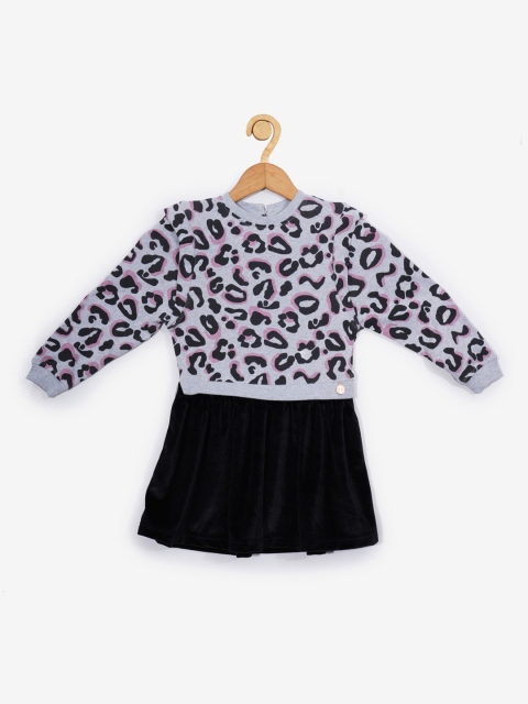 

Creative Kids Girls Grey & Black Leopard Print Organic Cotton Dress