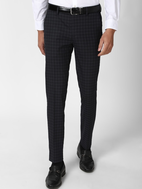 

Peter England Men Black Checked Slim Fit Formal Trousers