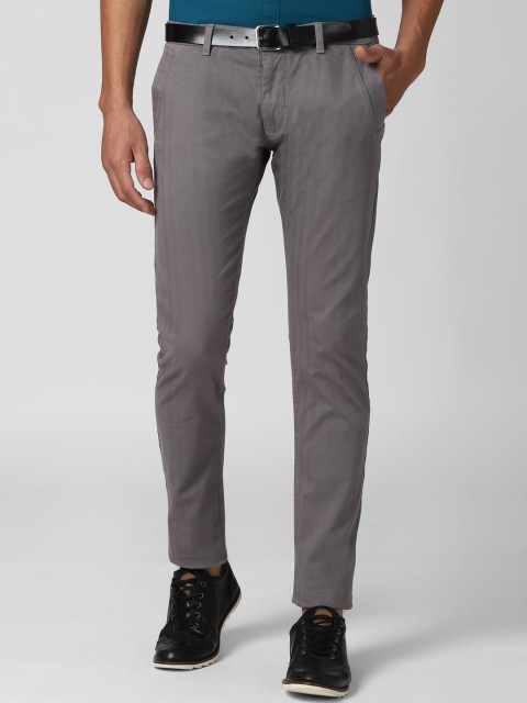 

Peter England Casuals Men Grey Textured Skinny Fit Trousers
