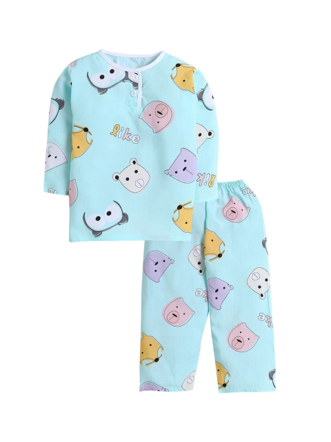 

Hopscotch Girls Blue & Pink Printed Night suit