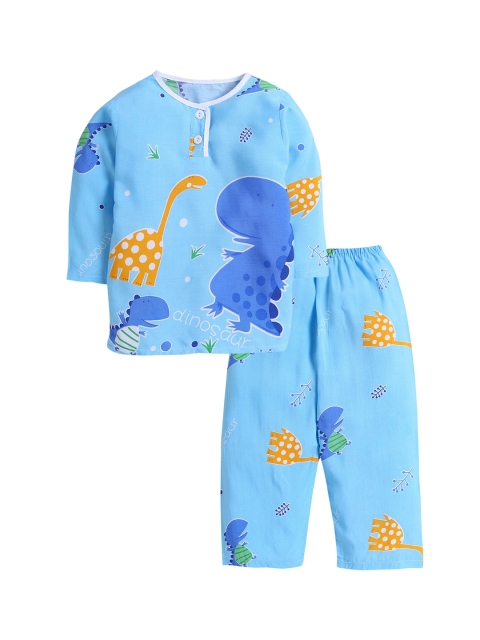 

Hopscotch Boys Blue & Orange Printed Night suit