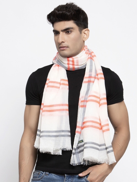 

Calvadoss Men White & Orange Striped Cotton Long Fit Muffler