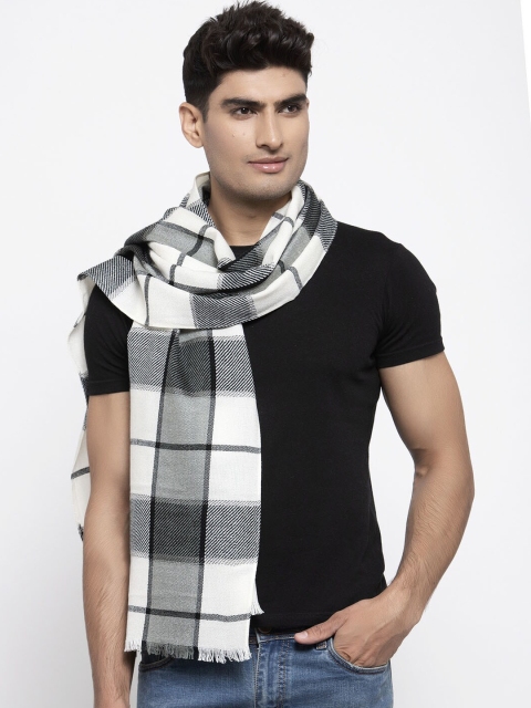 

Calvadoss Men Off White & Black Checked Long Fit Cotton Muffler