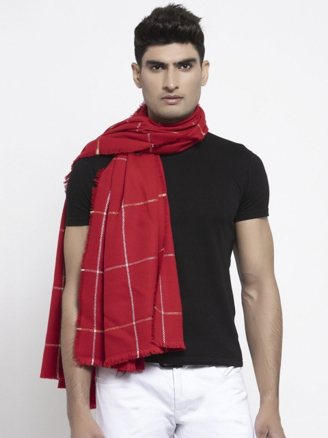 

Calvadoss Men Red & Gold Checked Cotton Muffler