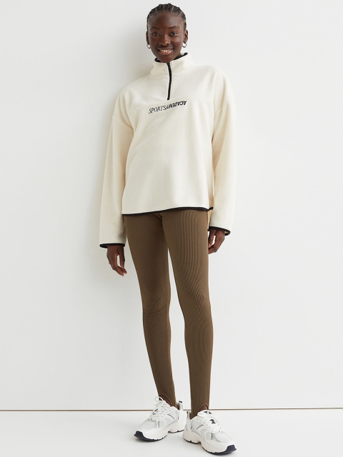 

H&M Women Green Ribbed Stirrup Leggings