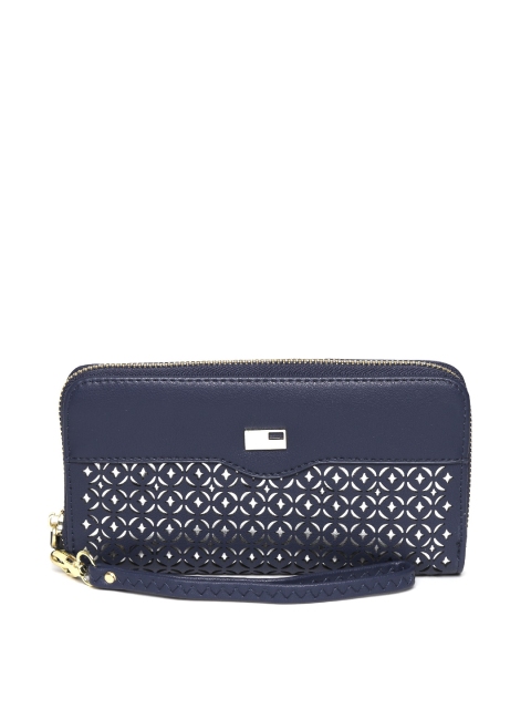 

DressBerry Women Navy Cut-Out Zip-Around Wallet, Navy blue