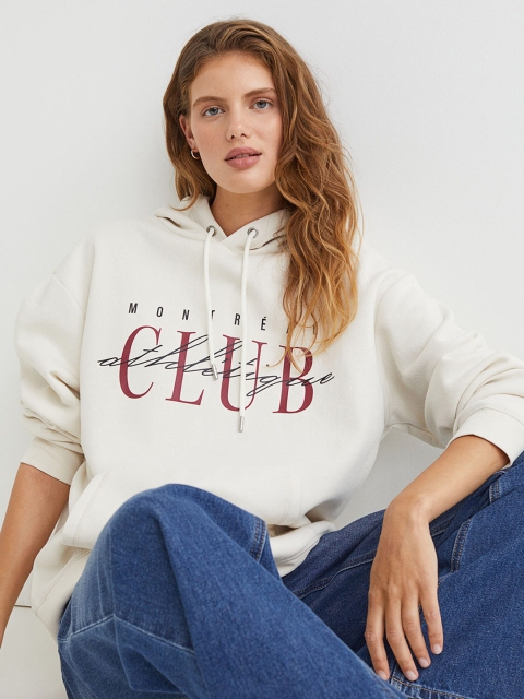 

H&M Women Off White Printed hoodie