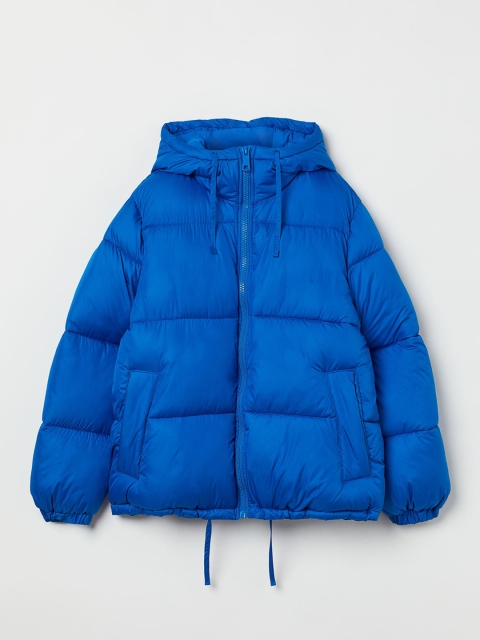 

H&M Woman Blue Hooded puffer jacket