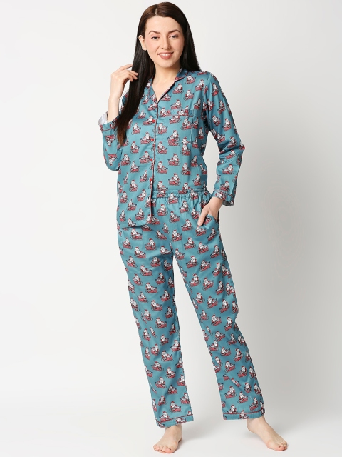 

Pyjama Party Women Grey & Red Printed Night suit