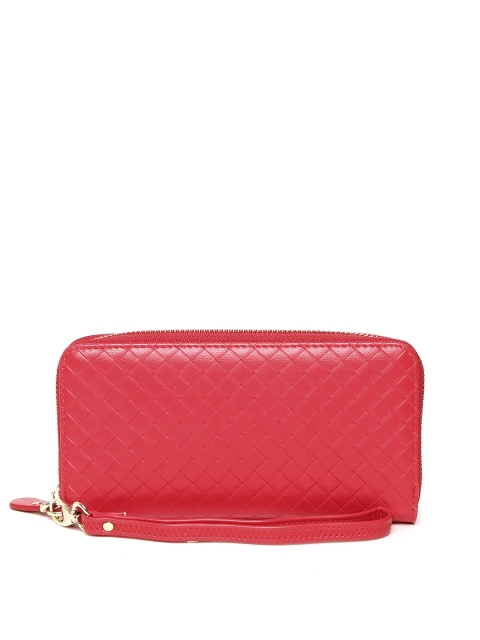 

DressBerry Women Red Basketweave Textured Zip-Around Wallet