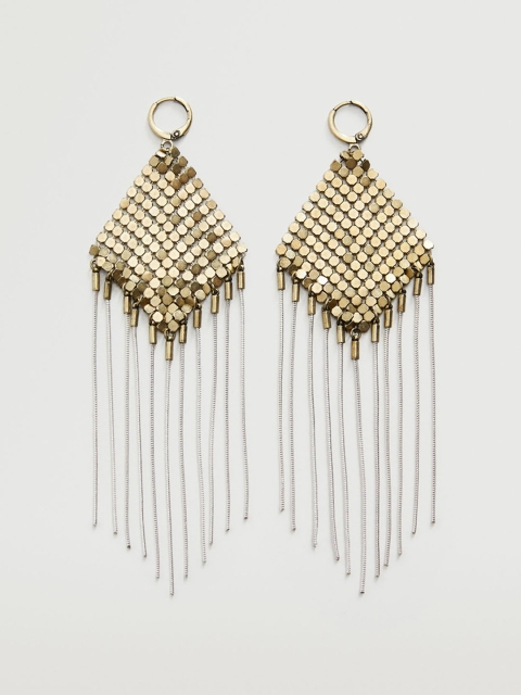 

MANGO Gold-Toned & Silver-Toned Contemporary Chandelier Drop Earrings