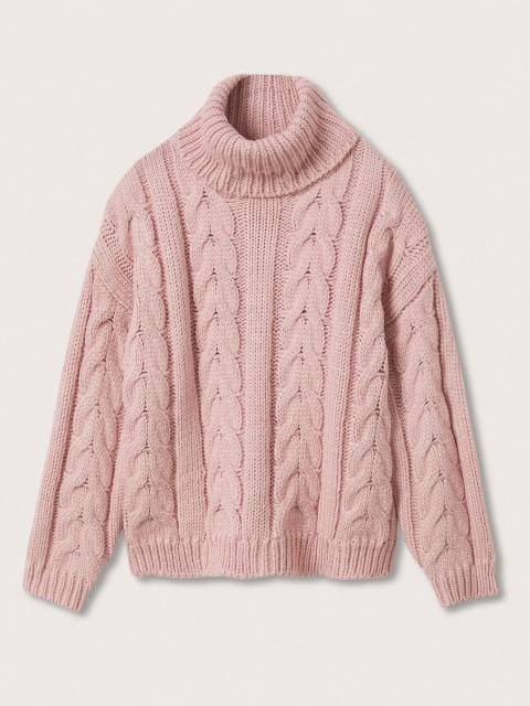 

Mango Kids Girls Peach-Coloured Cable Knit Pullover
