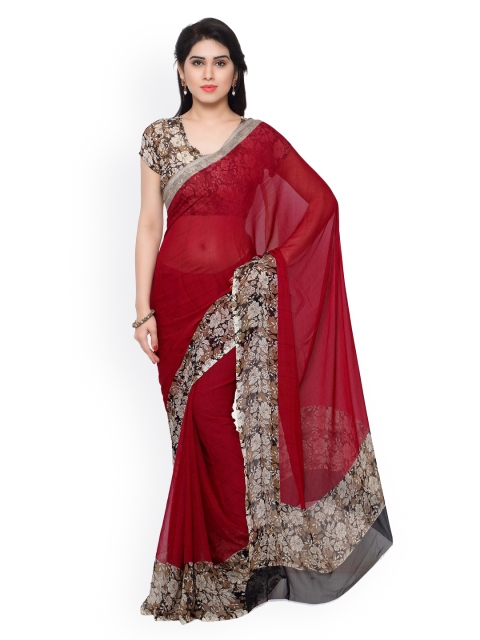 

Vaamsi Red Chiffon Printed Saree