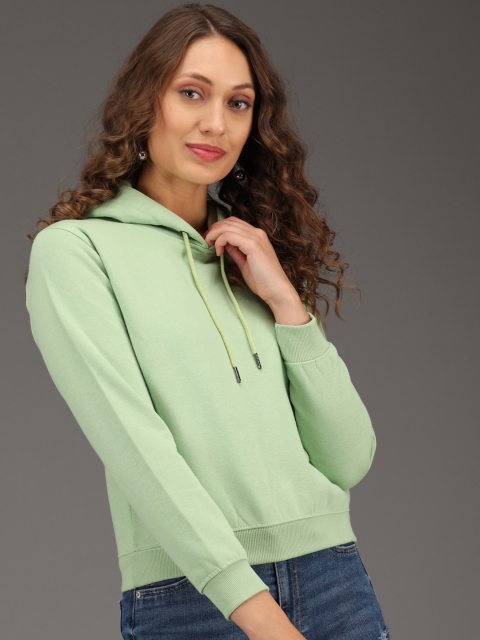 

ANTI CULTURE Women Green Hooded Fleece Sweatshirt